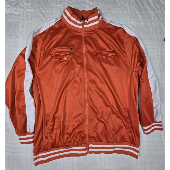 Roadblock Mens Windbreaker Track Jacket Pockets Orange White Plus Size 5XL - Picture 1 of 11